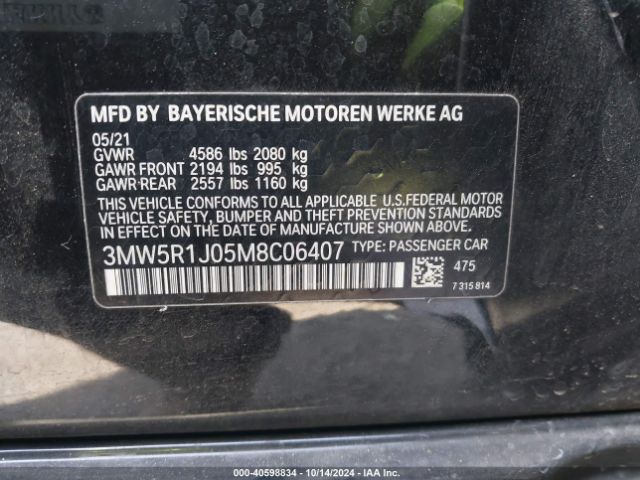 3MW5R1J05M8C06407 BMW 330I