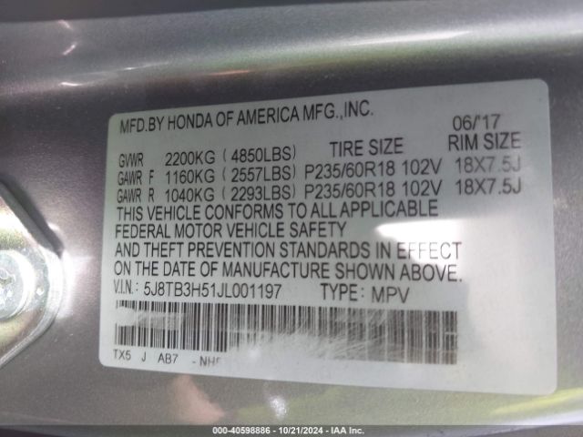 5J8TB3H51JL001197 Acura Rdx Technology   Acurawatch Plus Packages/technology Package