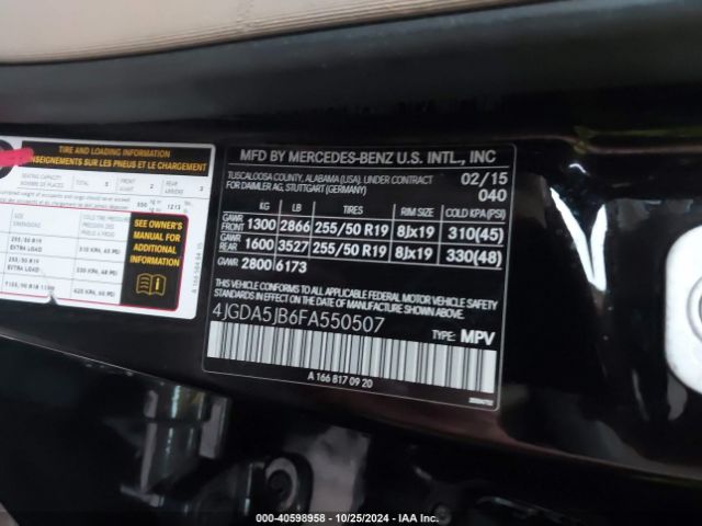 4JGDA5JB6FA550507 Mercedes-Benz ML 350