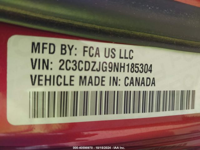 2C3CDZJG9NH185304 Dodge Challenger Gt