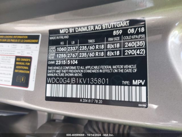 WDC0G4JB1KV135801 Mercedes-Benz GLC 300
