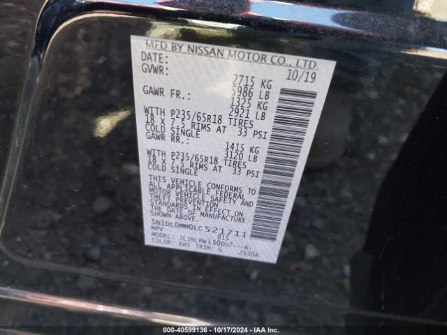 5N1DL0MM0LC521711 Infiniti Qx60 Pure Awd