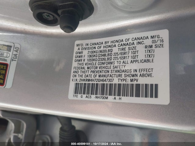 Honda Cr-v Ex-l 2016 2HKRM4H72GH647307 Image 9