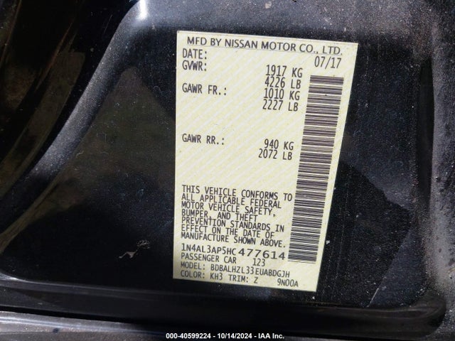 Nissan Altima 2.5 Sr 2017 1N4AL3AP5HC477614 Image 9