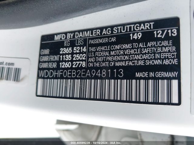 WDDHF0EB2EA948113 Mercedes-Benz E 250 Bluetec
