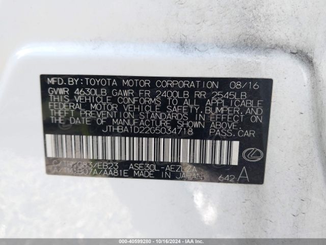 JTHBA1D22G5034718 Lexus IS 200T