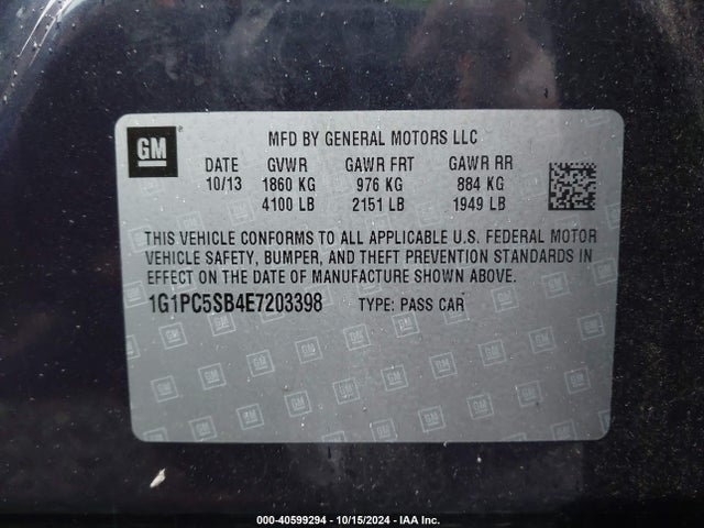 Chevrolet Cruze 1lt Auto 2014 1G1PC5SB4E7203398 Image 9
