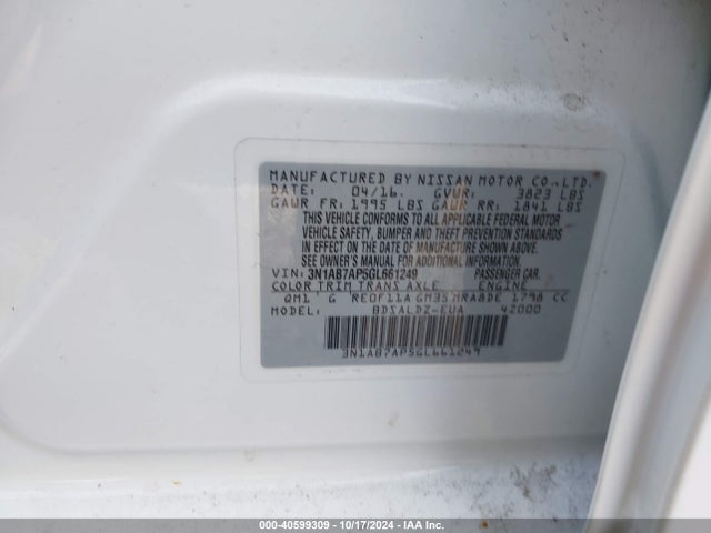 Nissan SENTRA SV 2016 3N1AB7AP5GL661249 Image 9