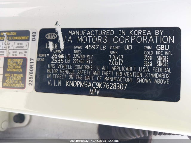 KIA Sportage Lx 2019 KNDPM3AC9K7628307 Image 9