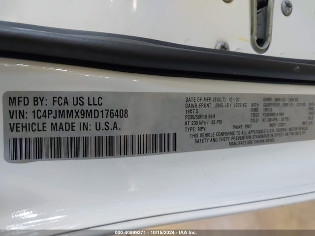 Jeep Cherokee 80th Anniversary 4x4 2021 1C4PJMMX9MD176408 Image 9