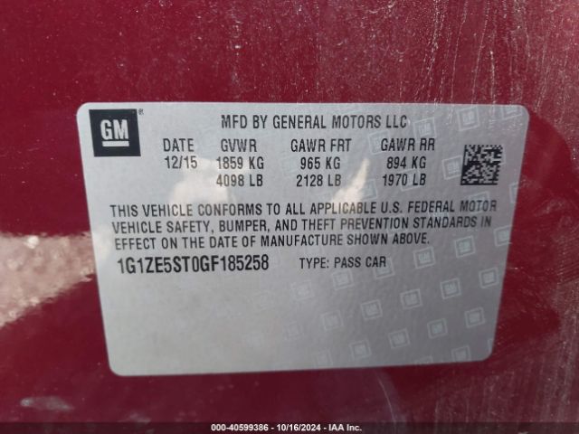 1G1ZE5ST0GF185258 Chevrolet MALIBU 1LT