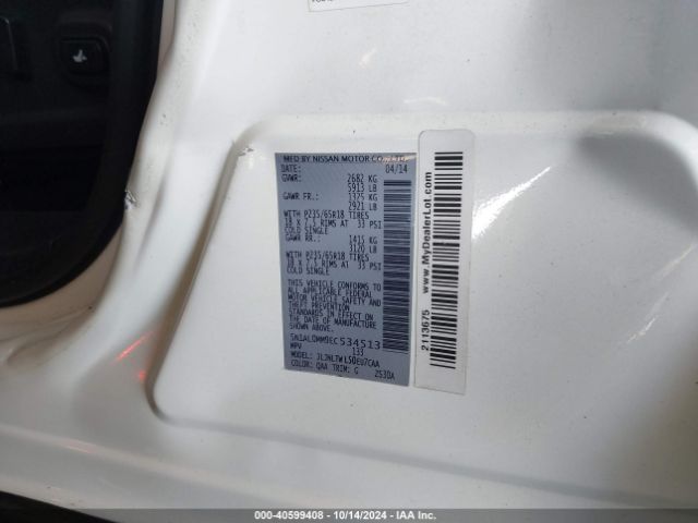 5N1AL0MM9EC534513 Infiniti QX60