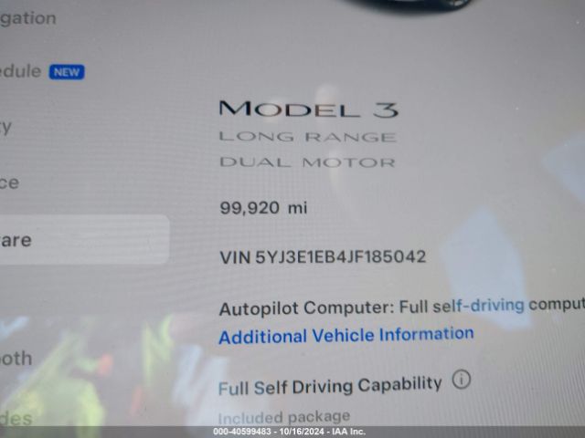 5YJ3E1EB4JF185042 Tesla Model 3 Long Range/performance