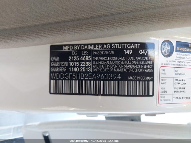 WDDGF5HB2EA960394 Mercedes-Benz C 350 Sport