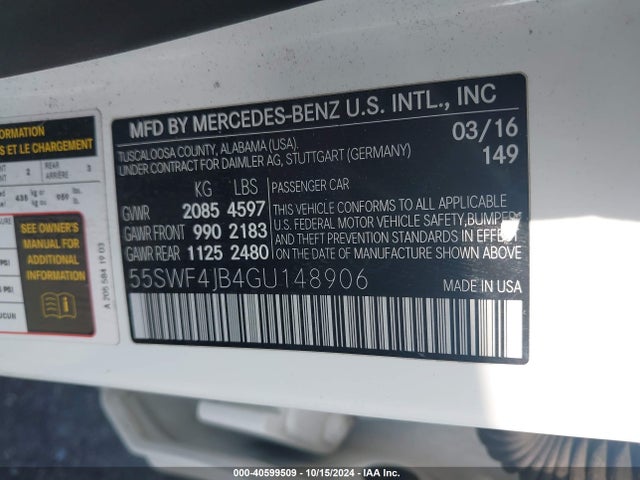 55SWF4JB4GU148906 Mercedes-Benz C 300 Luxury/sport