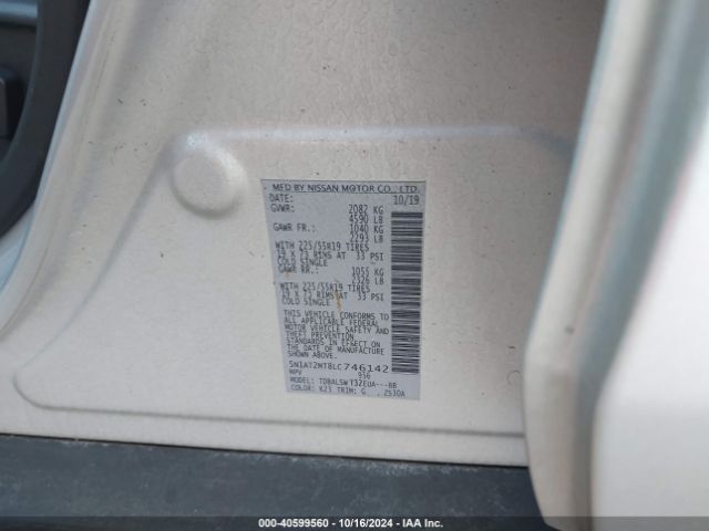 5N1AT2MT8LC746142 Nissan Rogue Sl Fwd