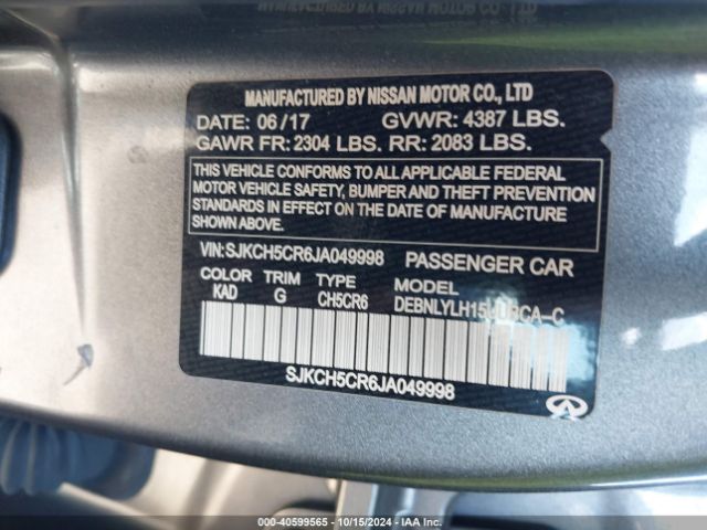 SJKCH5CR6JA049998 Infiniti Qx30 Premium