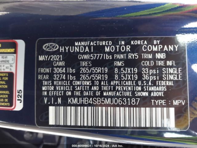 KMUHB4SB5MU063187 Genesis Gv80 2.5t Rwd