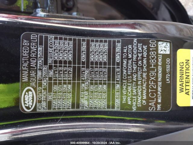 SALCT2FX9LH838160 Land Rover Discovery Sport R-dynamic S/r-dynamic Se