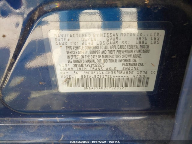 Nissan SENTRA S 2018 3N1AB7AP2JY323575 Image 9
