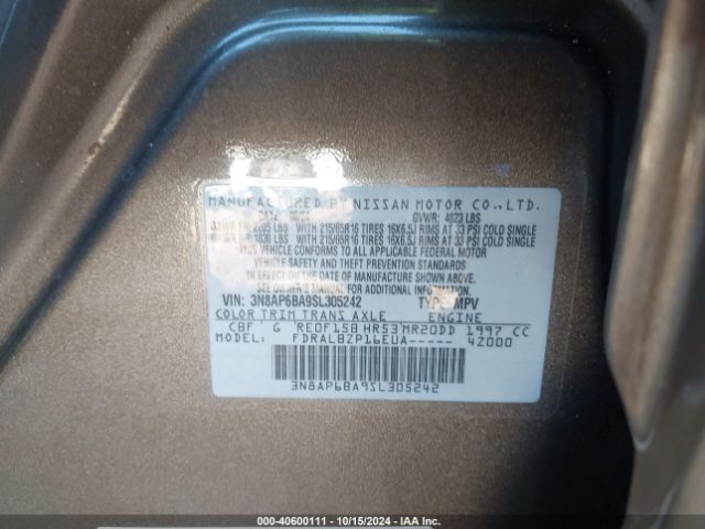 3N8AP6BA9SL305242 Nissan KICKS S