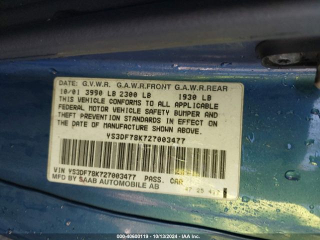 2002 SAAB 9-3 YS3DF78K727003477 Photo 8