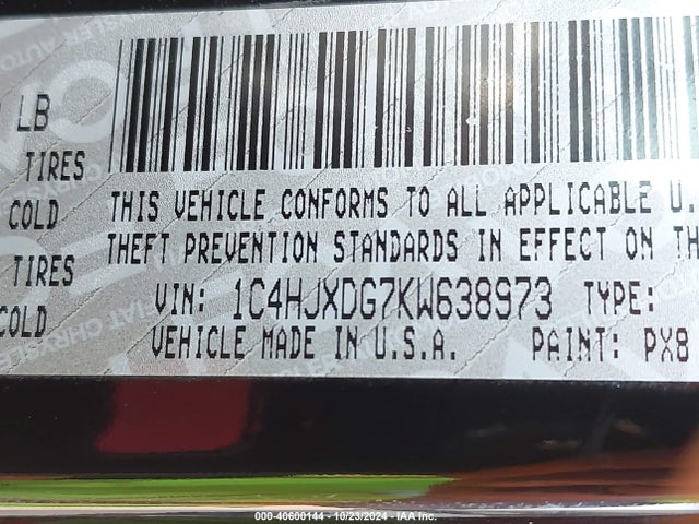 1C4HJXDG7KW638973 Jeep Wrangler Unlimited Sport S 4x4