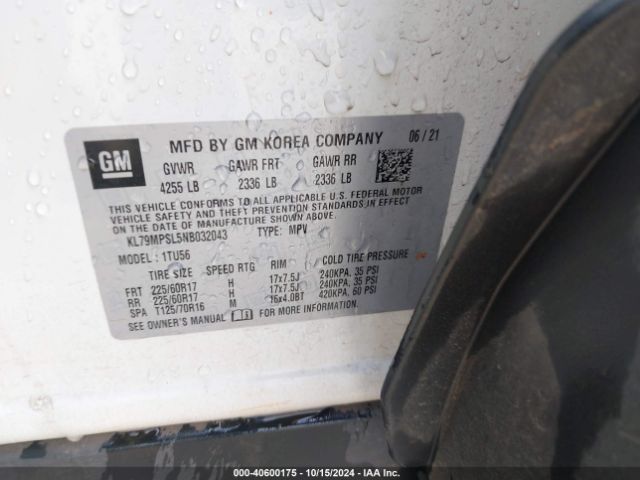 KL79MPSL5NB032043 Chevrolet Trailblazer Fwd Lt