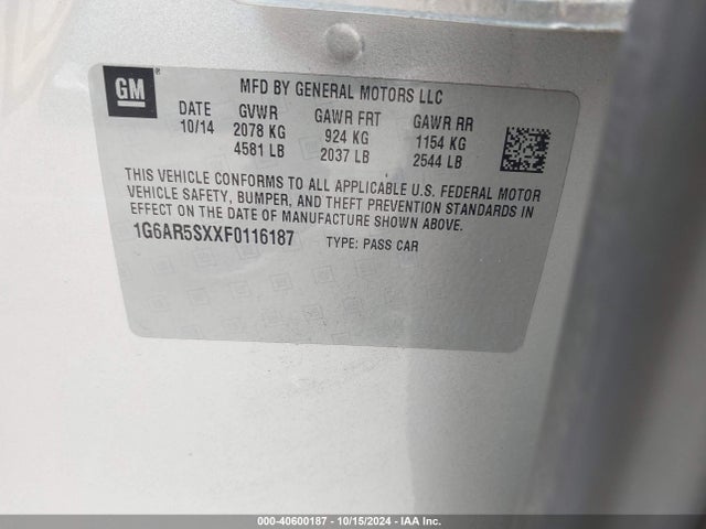 1G6AR5SXXF0116187 Cadillac CTS LUXURY