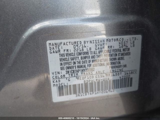 3N1CB7AP1HY206962 Nissan Sentra Sr Turbo