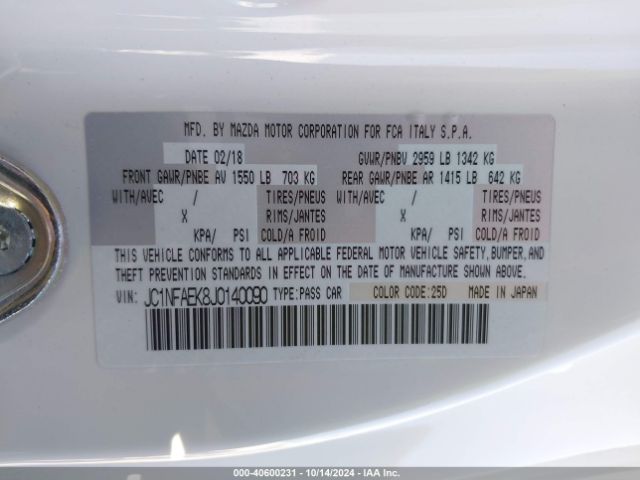 JC1NFAEK8J0140090 Fiat 124 Spider Lusso