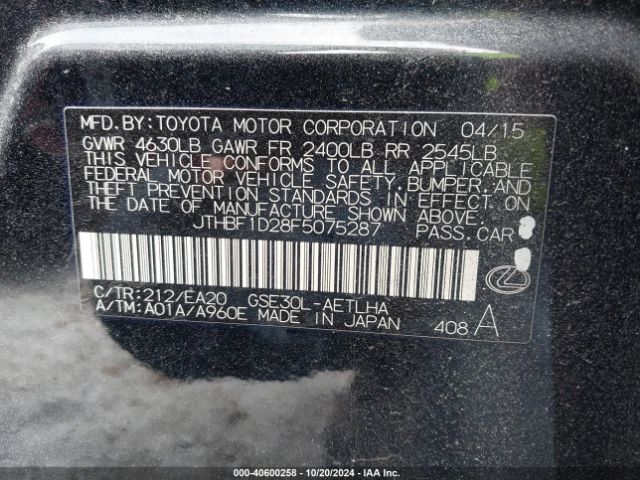 JTHBF1D28F5075287 Lexus IS 250