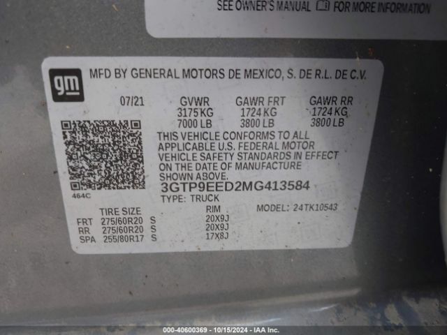 3GTP9EED2MG413584 GMC SIERRA 1500