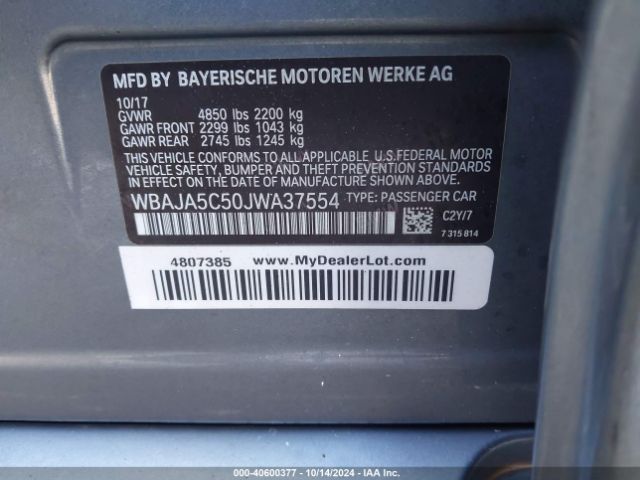 WBAJA5C50JWA37554 BMW 530I