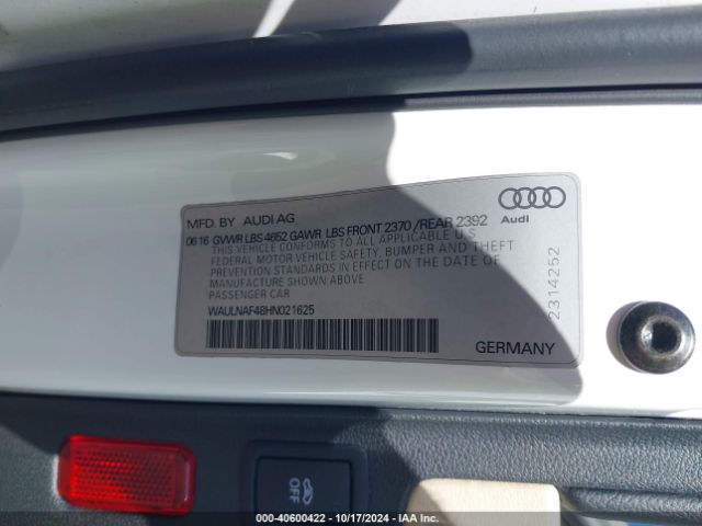 WAULNAF48HN021625 Audi A4 2.0t Premium