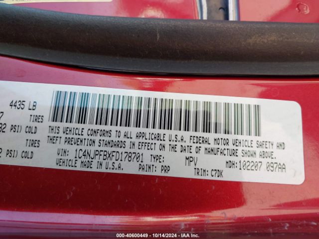 1C4NJPFBXFD178701 Jeep Patriot Latitude