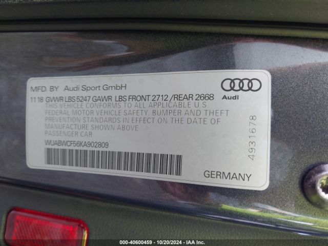 WUABWCF56KA902809 Audi Rs 5 2.9t