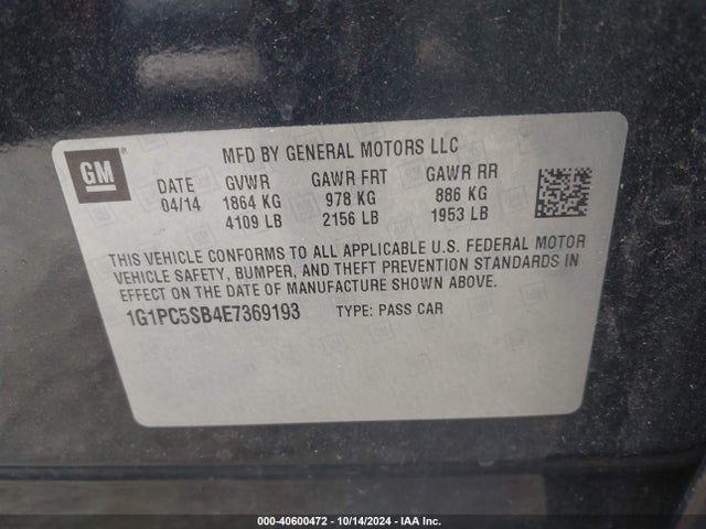 Chevrolet Cruze 1lt Auto 2014 1G1PC5SB4E7369193 Image 9