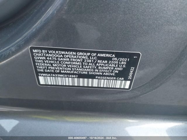 1VWSA7A33MC014967 Volkswagen Passat 2.0t Se