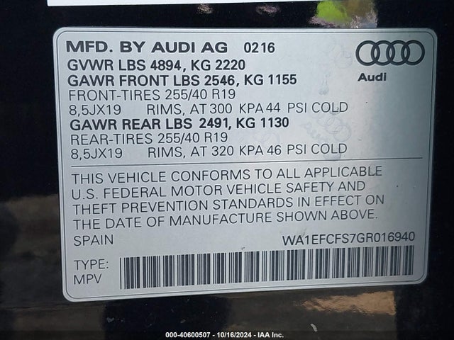 WA1EFCFS7GR016940 Audi Q3 2.0t Premium Plus
