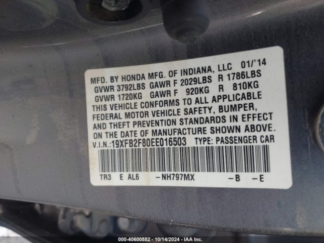 19XFB2F80EE016503 Honda CIVIC EX