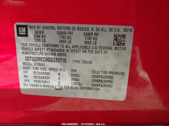 GMC Sierra 1500 Sle 2016 3GTU2MEC6GG333718 Image 9