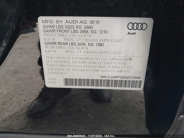 Audi Q5 2.0t Premium 2016 WA1L2AFP3GA053386 Image 9