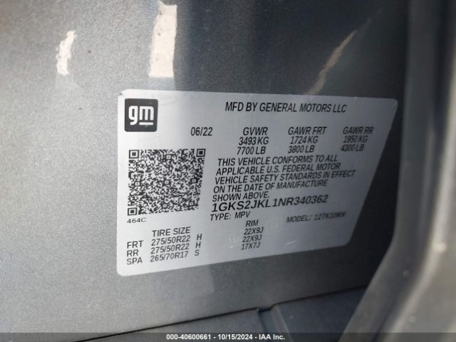 1GKS2JKL1NR340362 GMC Yukon Xl 4wd Denali