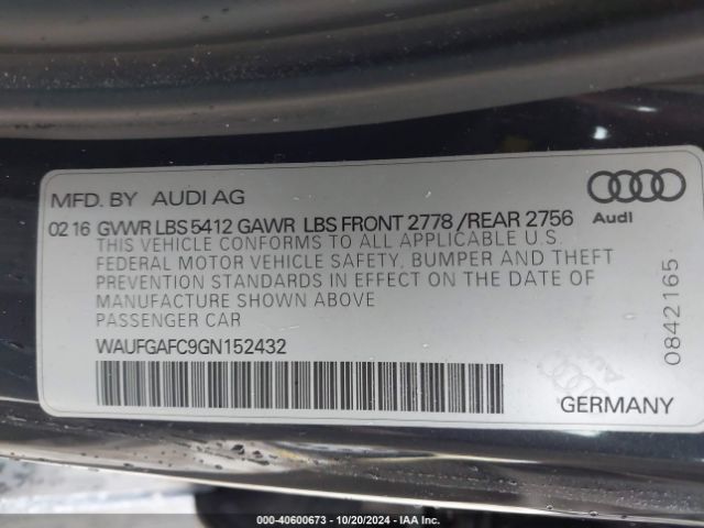 WAUFGAFC9GN152432 Audi A6 3.0t Premium Plus