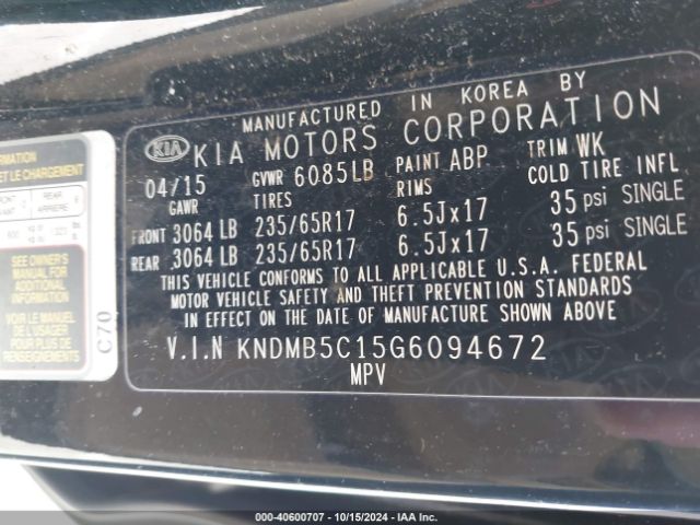 KNDMB5C15G6094672 KIA SEDONA LX