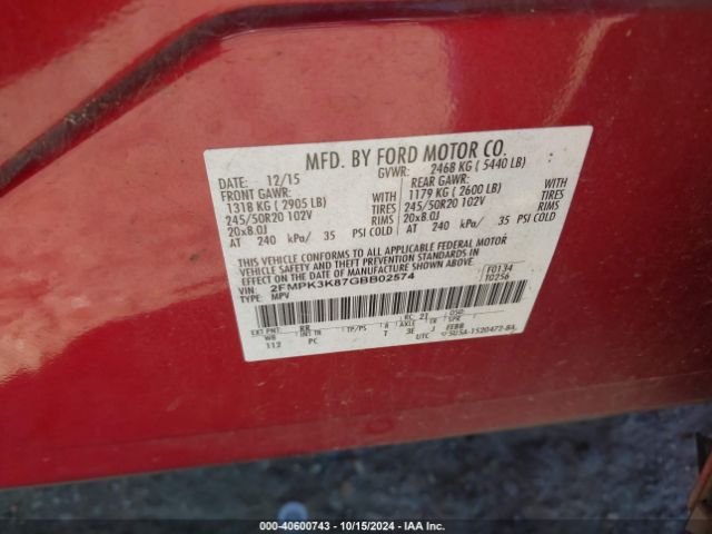 2FMPK3K87GBB02574 Ford Edge Titanium