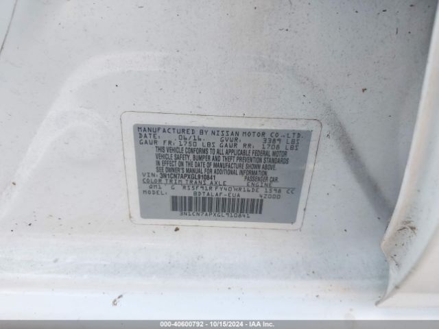 3N1CN7APXGL910841 Nissan Versa 1.6 S