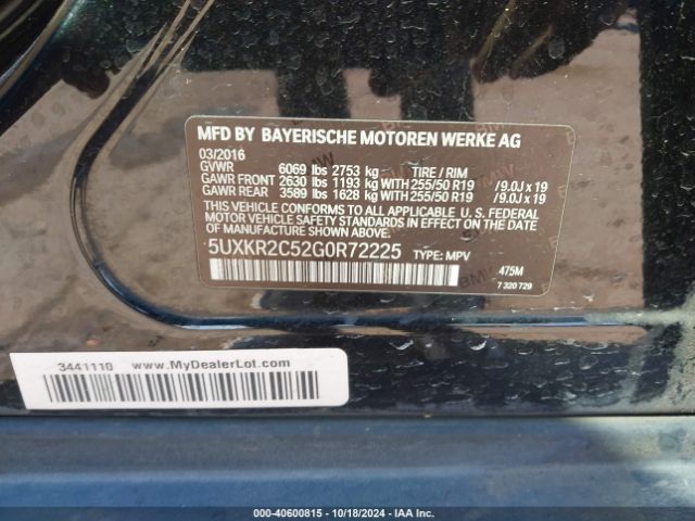 5UXKR2C52G0R72225 BMW X5 Sdrive35i