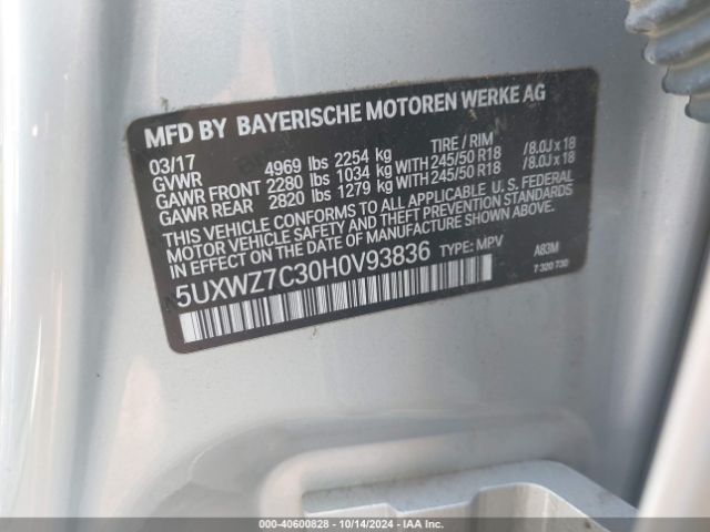 5UXWZ7C30H0V93836 BMW X3 Sdrive28i